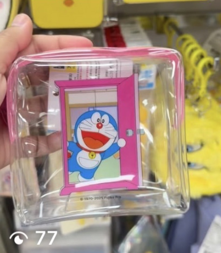 [DAISO] Doraemon Transparent Pouch (Pink)
