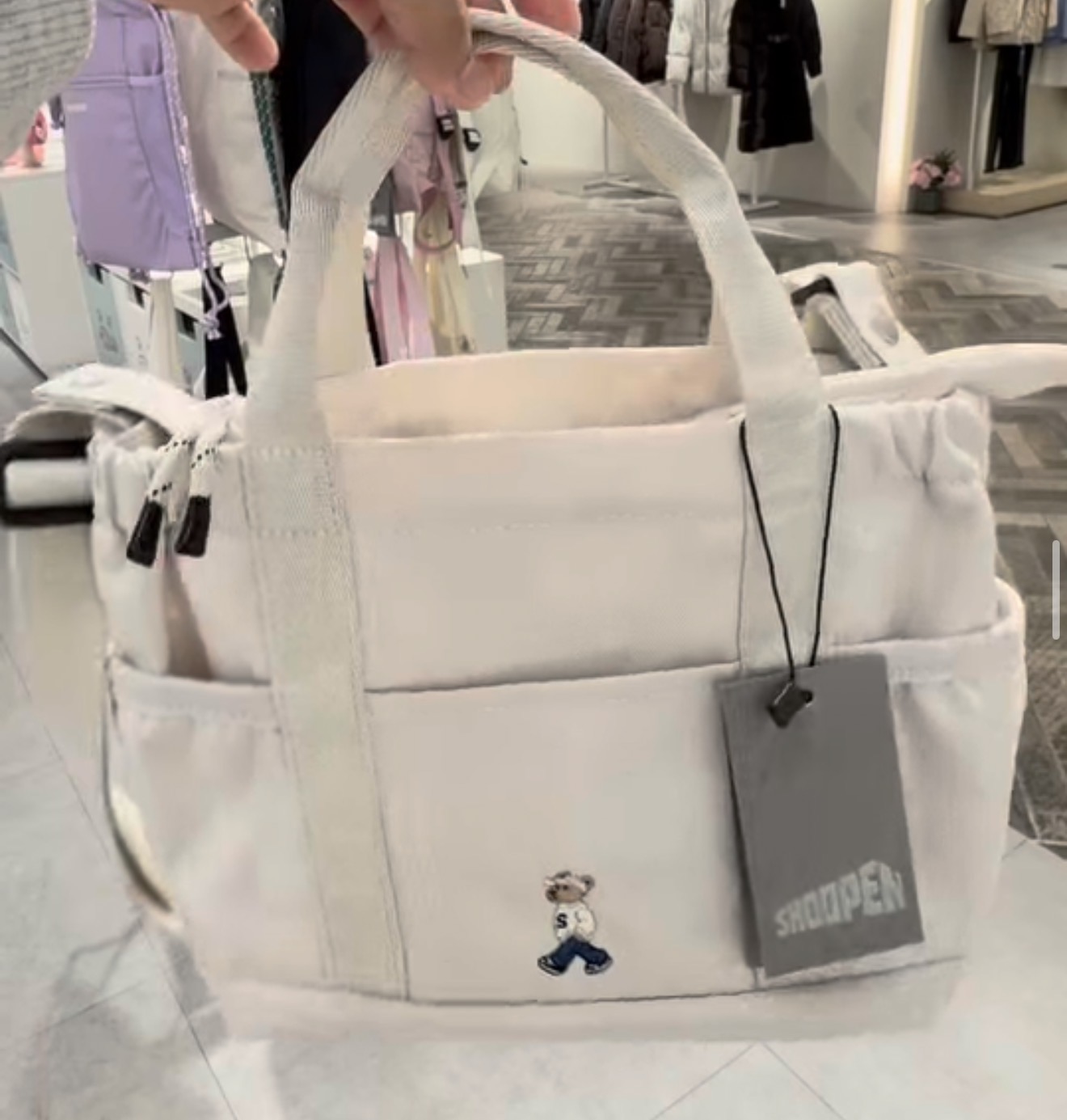 [SHOOPEN] Mini Tote Crossbody Bag - Cream