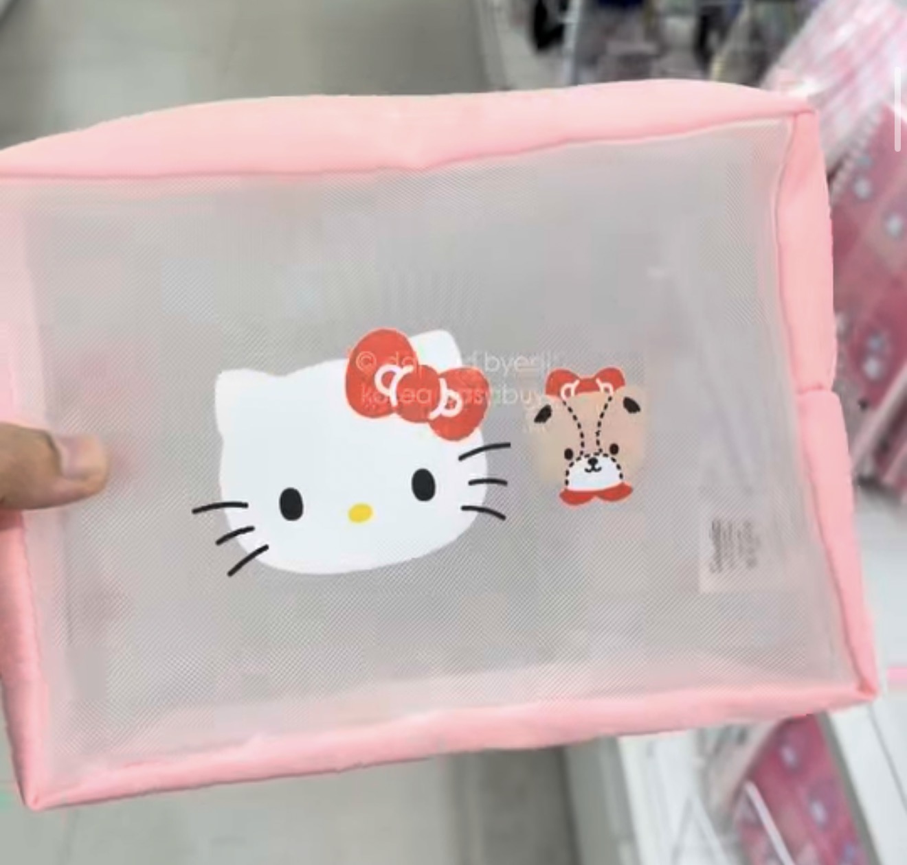 [DAISO] Hello Kitty Mesh Pouch (Pink)