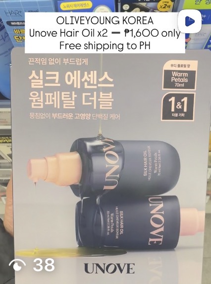 [OLIVEYOUNG] UNOVE Hair Oil x2 - Warm Petals