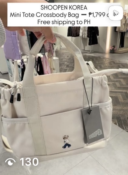 [SHOOPEN] Mini Tote Crossbody Bag - Cream