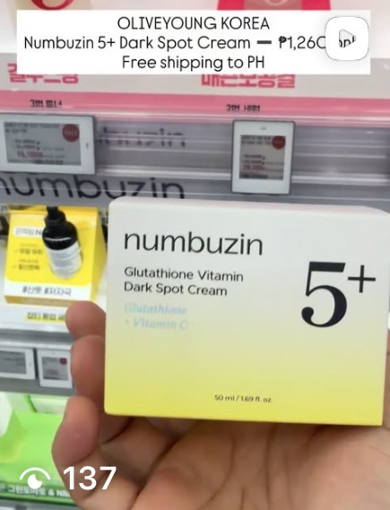 [NUMBUZIN] 5+ Glutathione Vitamin Dark Spot Cream 50ml