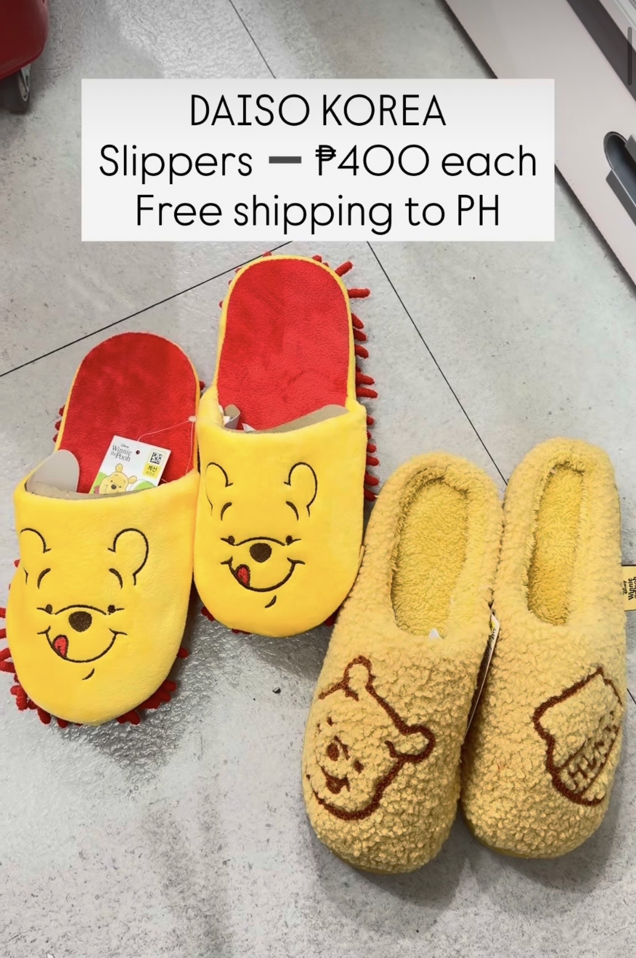 [DAISO] POOH slippers (Yellow)