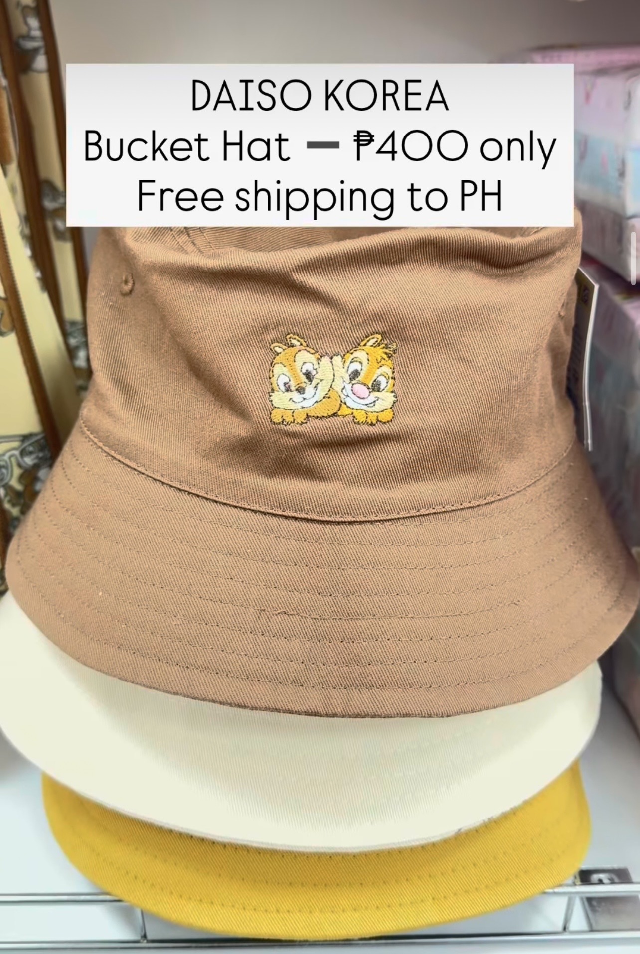 [DAISO] CHIP N DALE Bucket Hat (Brown)