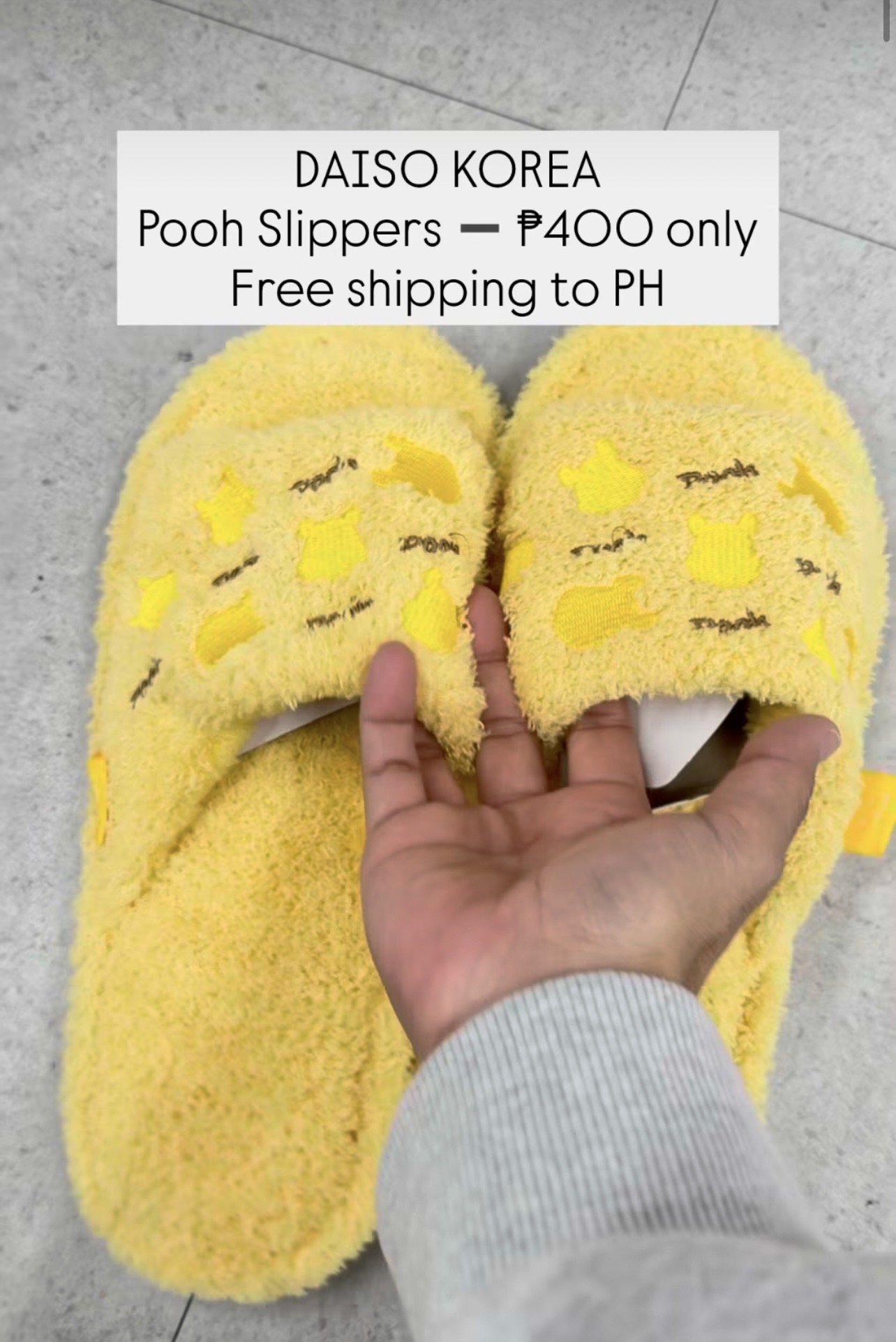 [DAISO] Pooh Slippers (Yellow-Flat)